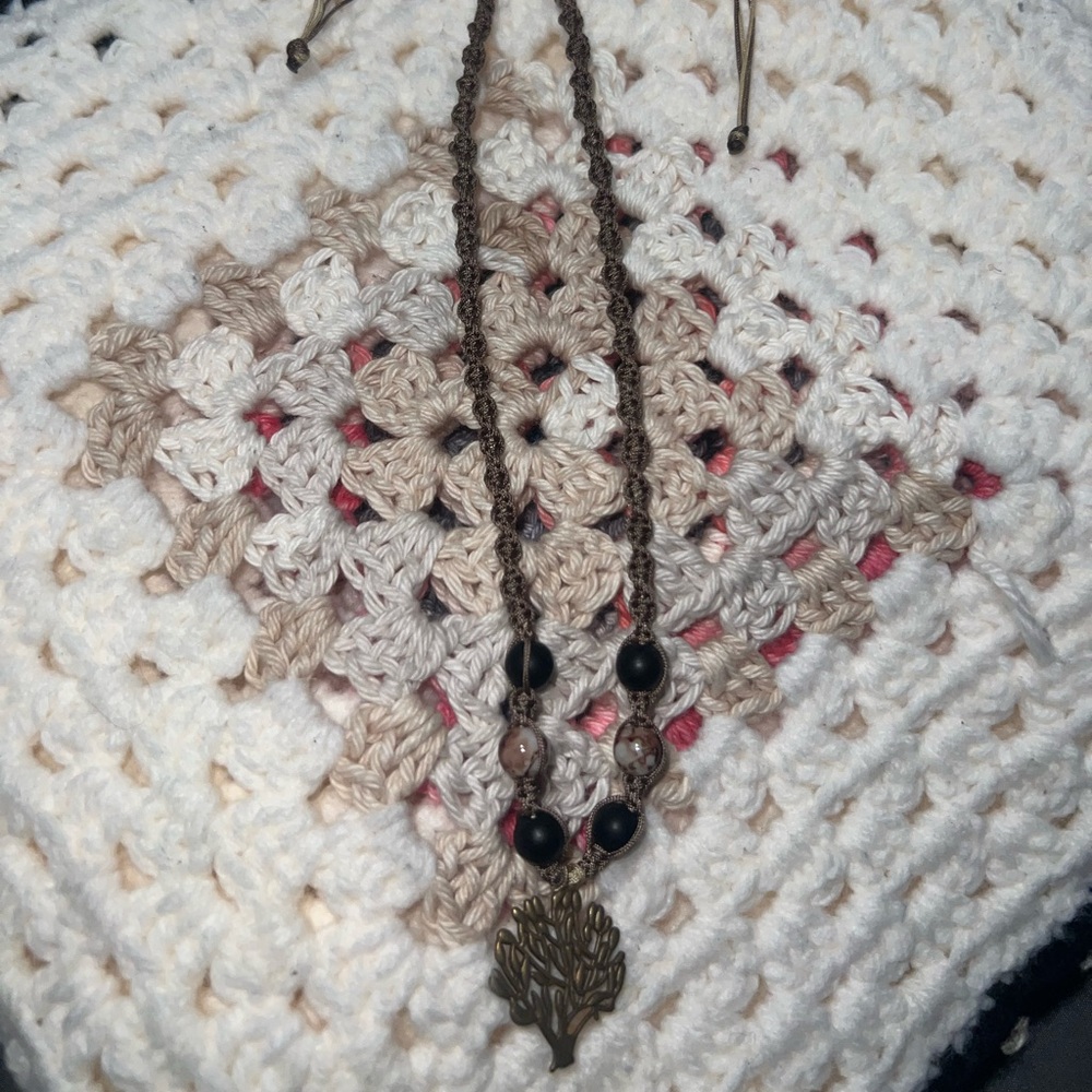 Brown and Black Multi-Strand Necklace with Beaded Design